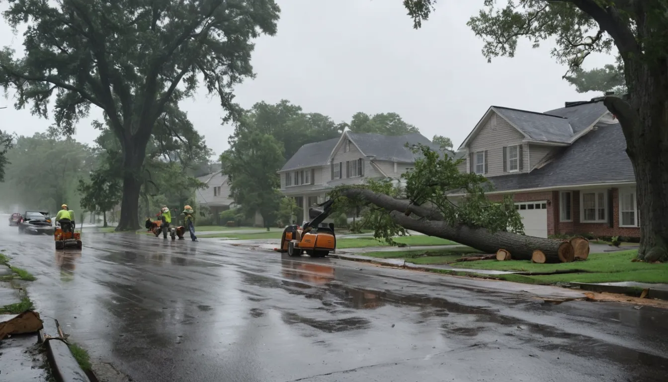 A local provider cutting a fallen tree off a driveway in Greenville after a storm